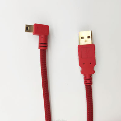 Красный настраиваемый USB 2.0 USB мужской на правый угол мини-кабель USB быстрая зарядка